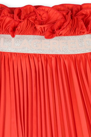 Gonna a vita alta plissé con volant - Arancione - Karl Lagerfeld