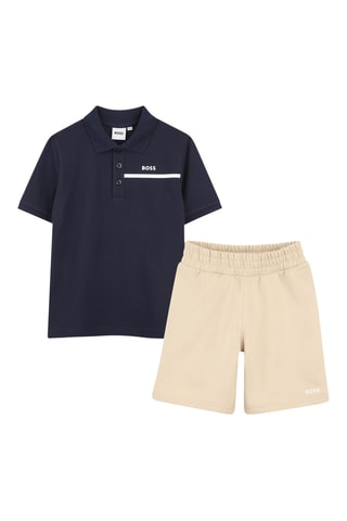 Polo et bermuda - Bleu marine et beige