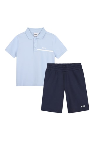 Polo et bermuda - Ciel et bleu marine