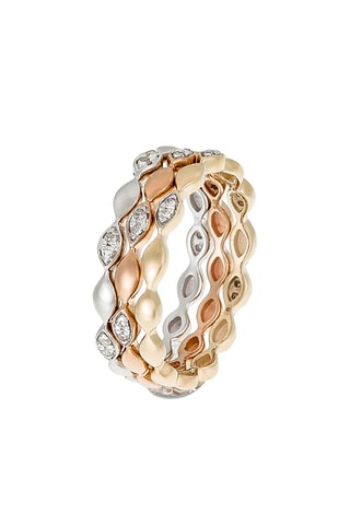 Anel Trinity - Ouro branco, ouro amarelo, ouro rosa e diamantes