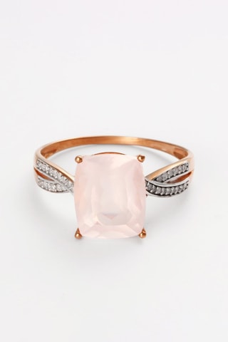 Anel Pink Power Ouro rosa, quartzo e diamantes