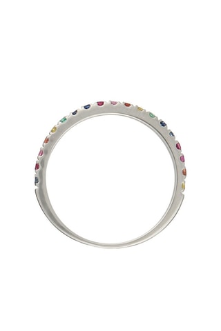 Anel Colorful love - Ouro branco, esmeraldas, rubis e safiras