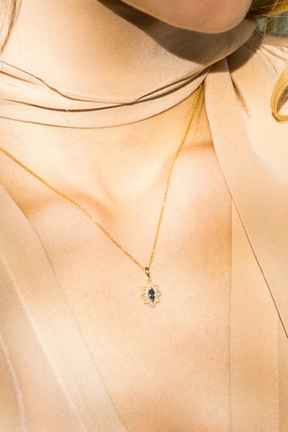 Pendente Solona Ouro amarelo, safiras e diamantes