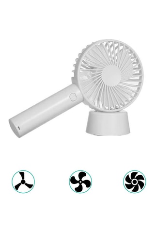 Mini ventilador recarregável com suporte de mesa - Branco