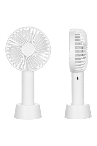 Mini ventilador recarregável com suporte de mesa - Branco