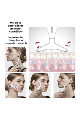 Massajador com ultrassons e LED para o rosto e o pescoço - Branco