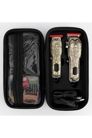 Máquina de cortar cabelo e barba com profilador e acessórios