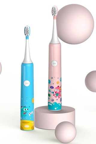 Escova para dentes elétrica para crianças com bateria recarregável e cabeças