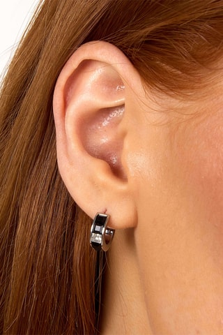 Orecchini a cerchio - Argentato e nero