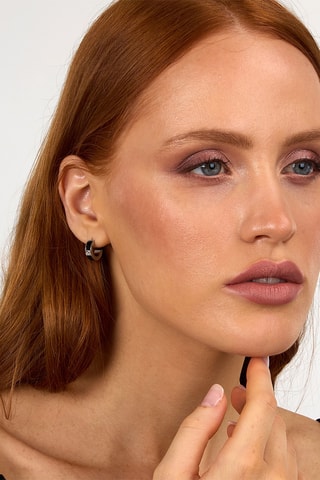 Orecchini a cerchio - Argentato e nero