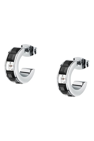 Orecchini a cerchio - Argentato e nero