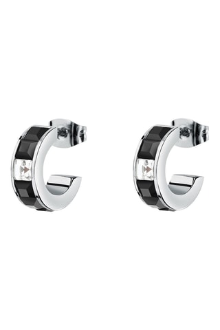 Orecchini a cerchio - Argentato e nero