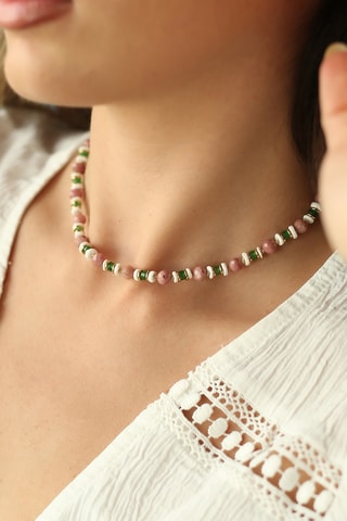 Collar - Chapado en oro amarillo y jaspes