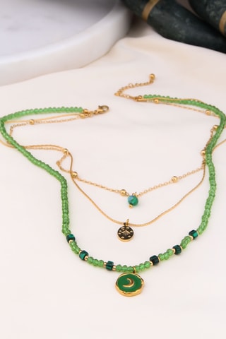 Collar - Chapado en oro amarillo y circones