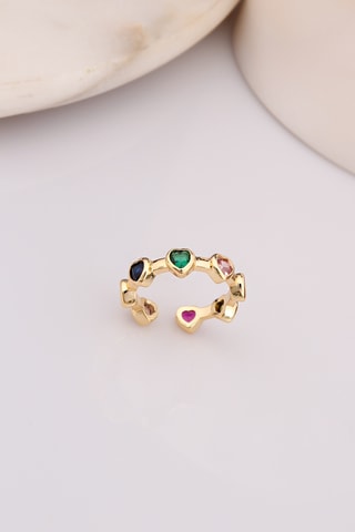 Anillo - Chapado en oro amarillo y circones