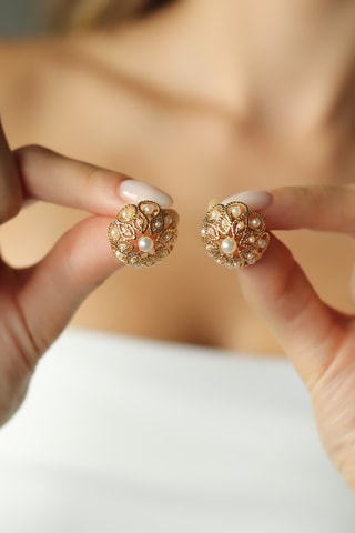 Dormilonas - Chapado en oro amarillo y perlas cultivadas