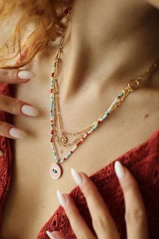 Collar - Chapado en oro amarillo y circones 