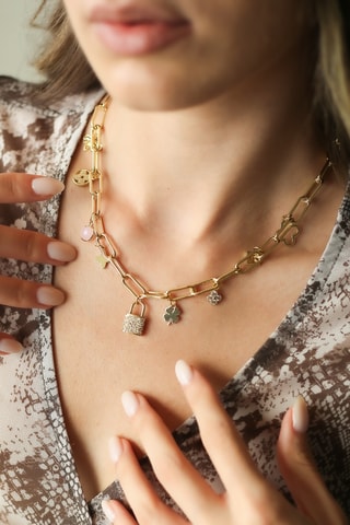 Collar - Chapado en oro amarillo y circones