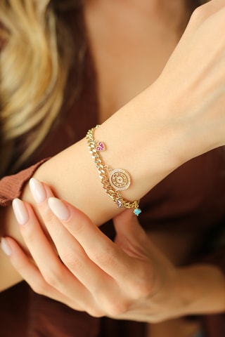 Pulsera de eslabones - Chapado en oro amarillo y circones