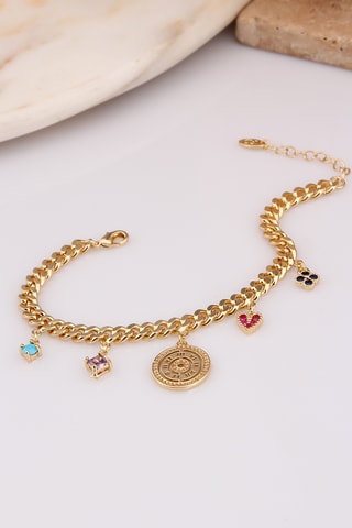 Pulsera de eslabones - Chapado en oro amarillo y circones