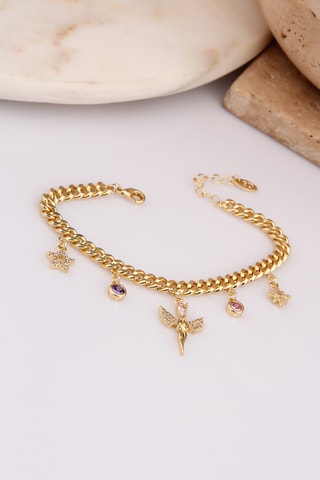 Pulsera - Chapado en oro amarillo y circones 