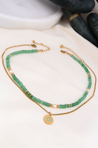 2 collares - Chapado en oro amarillo y circones 