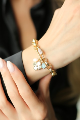 Pulsera de eslabones - Chapado en oro amarillo y circones