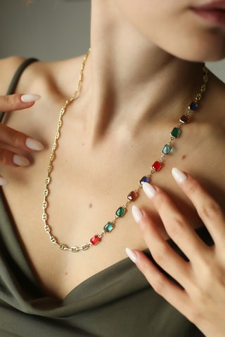 Collar - Chapado en oro amarillo y circones