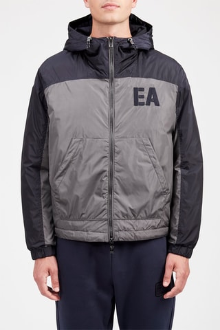 Chaqueta con capucha  - Azul noche y gris - Emporio Armani