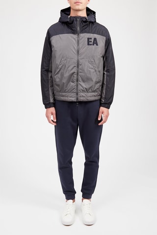 Chaqueta con capucha  - Azul noche y gris - Emporio Armani