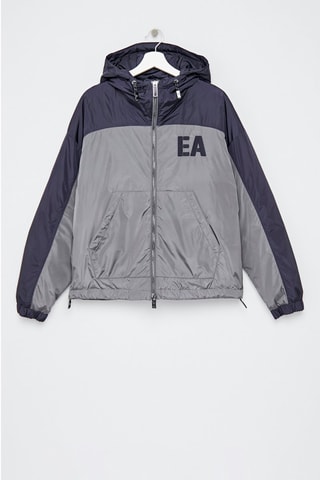 Chaqueta con capucha  - Azul noche y gris - Emporio Armani