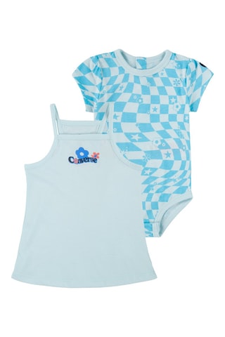 Débardeur et body - Blanc, bleu et rose