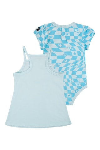 Débardeur et body - Blanc, bleu et rose