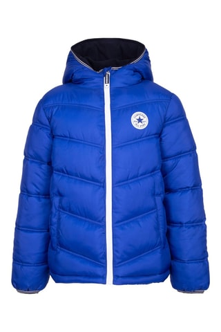 Doudoune à capuche - Blanc et bleu