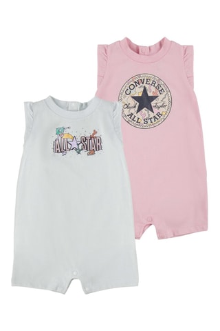 2 barboteuses - Noir, beige, bleu et rose