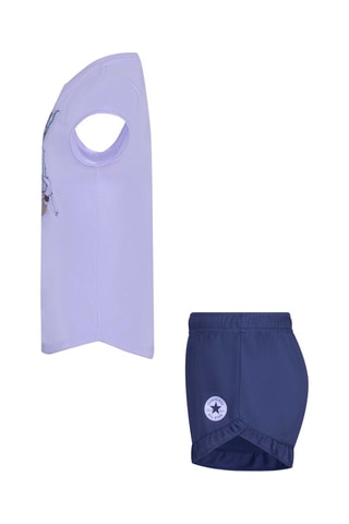 Tshirt et short - Blanc, bleu, jaune et violet