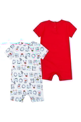 2 barboteuses - Blanc, rouge et bleu