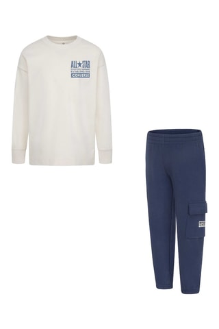 T-shirt et jogging - Blanc, noir et bleu