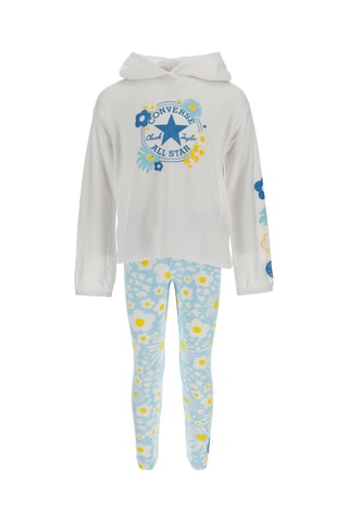 Sudadera con capucha y leggings  - Blanco, azul y gris