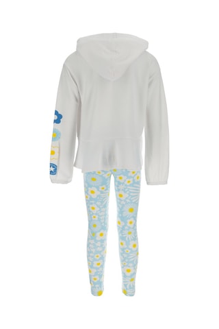 Sudadera con capucha y leggings  - Blanco, azul y gris