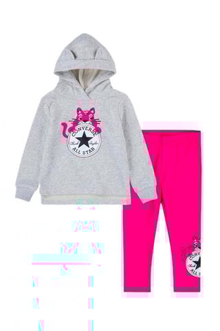 Sweat à capuche et legging - Rose et gris