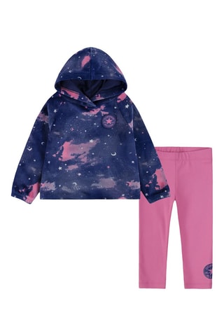 Sweat à capuche - Bleu, rose et gris