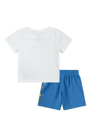 Tshirt et short - Blanc, noir, bleu et vert