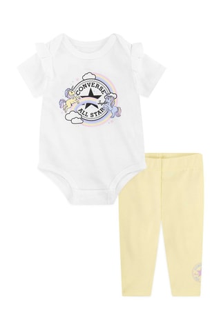 Body et legging - Blanc, noir, jaune et rose