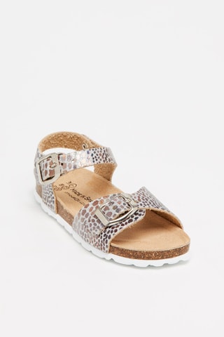 Sandales - Argenté et marron foncé