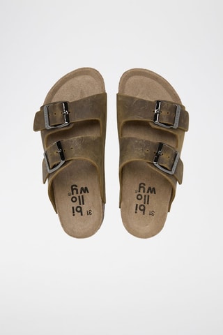 Mules en cuir - Kaki