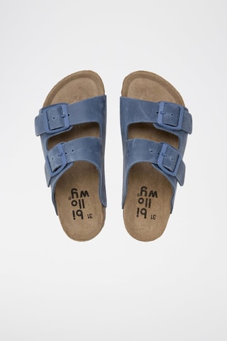 Mules en cuir - Bleu