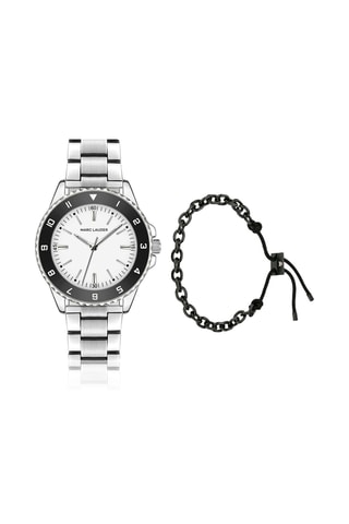 Cofanetto orologio al quarzo e bracciale in acciaio