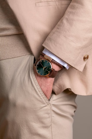 Cofanetto orologio al quarzo in pelle e bracciale in pelle Bern