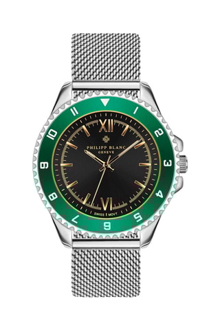Orologio al quarzo in acciaio - Argentato e verde